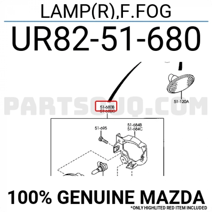 Mazda Bt 50 Ön Sis Lambası Sağ 2007  (Oem No:  Ur82-51-680)