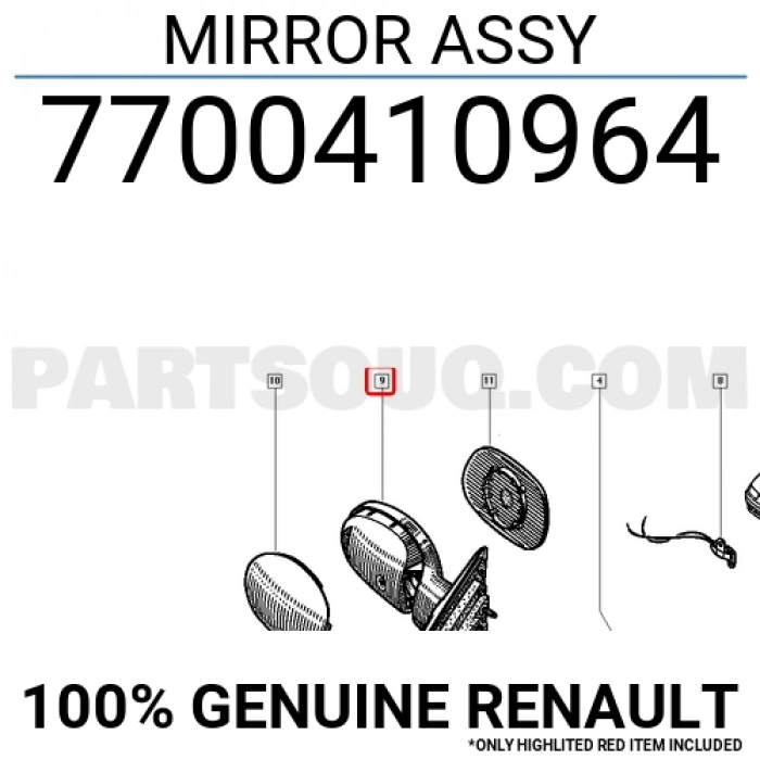 Renault Laguna Dış Ayna Manuel Sağ 1993-2001 (Oem No:  7700410964)