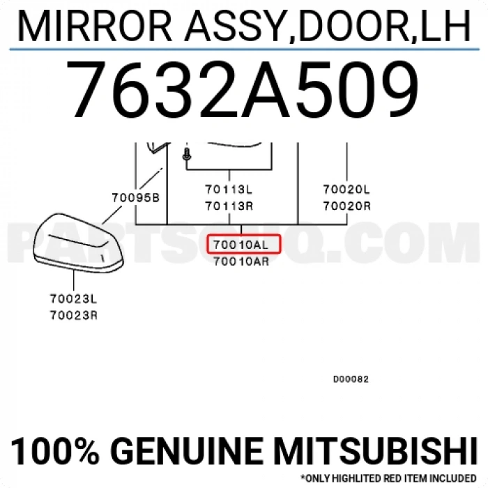 Mitsubishi Lancer Dış Ayna Elektrikli Isıtmalı Sedan Sol 2008- (Oem No:  7632A509)