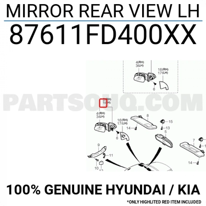 Kia Rio Dış Ayna Elektrikli Isıtmalı Sol 2005  (Oem No:  87611Fd400Xx)