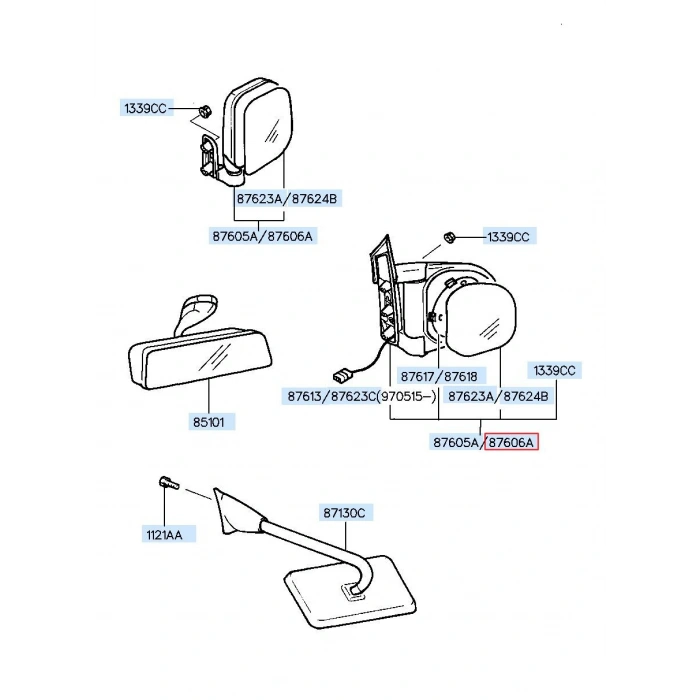 Hyundai Starex Dış Ayna Elektrikli Sağ 1997-2002 (Oem No:  876204A510)