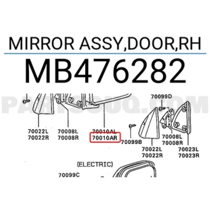 Mitsubishi L200 Dış Ayna Manuel Sağ 8898 (Oem No:  Mb476282)