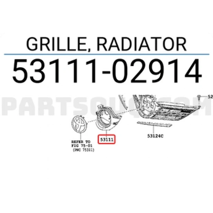 Toyota Auris Ön Panjur Logo Yuvası 2013- (Oem No:  5311102914)