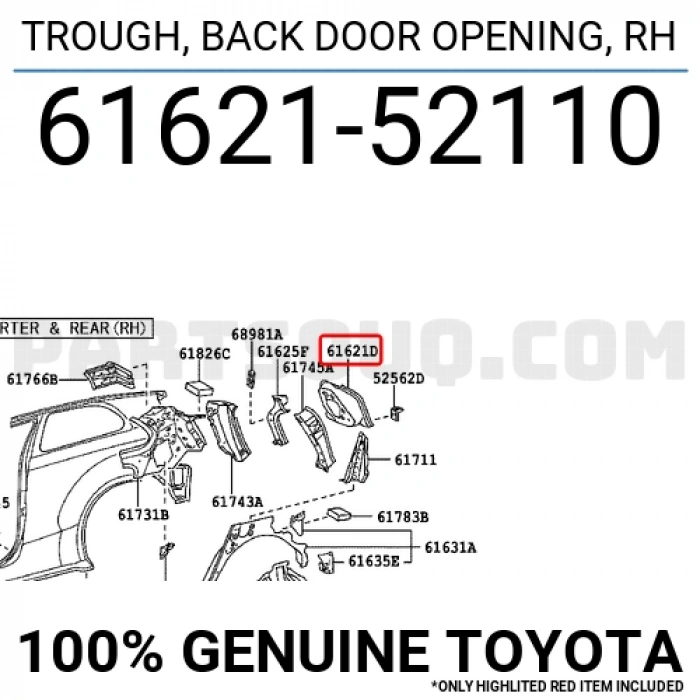 Toyota Yaris Arka Stop Yuva Sacı Sağ 2006- 2009 (Oem No:  6162152110)