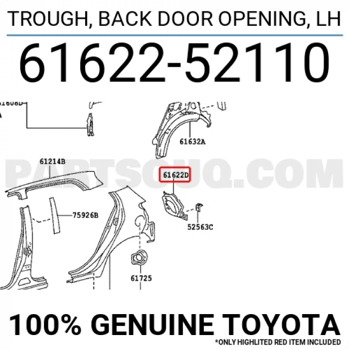 Toyota Yaris Arka Stop Yuva Sacı Sol 2006- 2009 (Oem No:  6162252110)