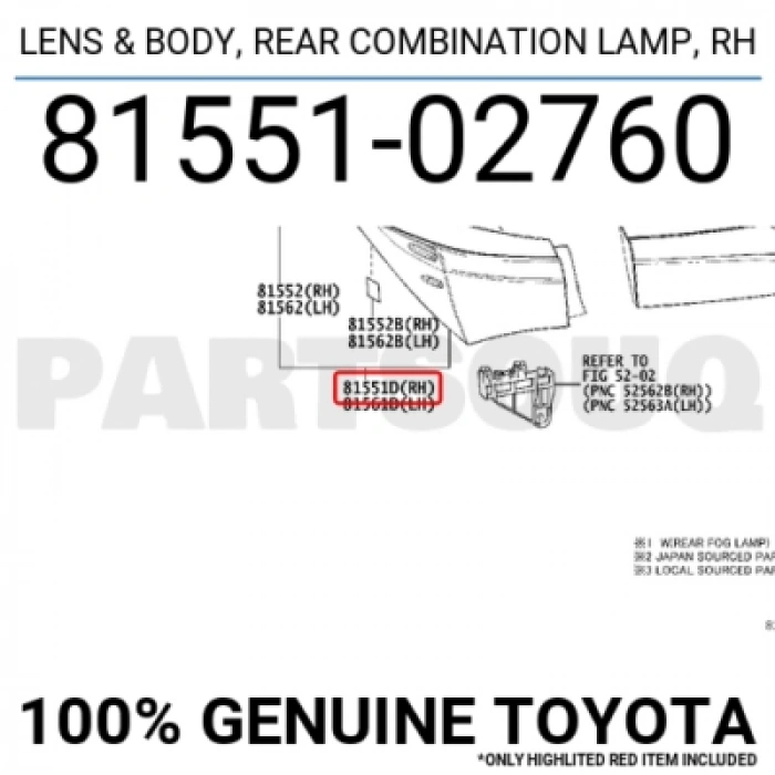 Toyota Corolla Arka Stop Soketlı Sağ 2013- (Oem No:  8155102760)