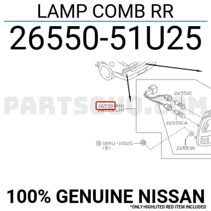 Nissan Cefıro Arka Stop Kırmızı Sarı Sağ .1996-1997 (Oem No:  2655051U25)