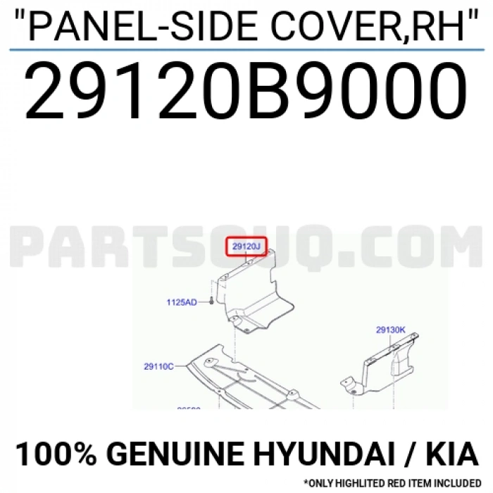 Hyundai İ10 Karter Muhafaza Plastiği Sağ 2013-2016  (Oem No:  29120B9000)