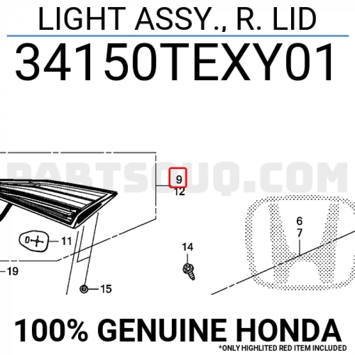 Honda Civic Fc5 Arka Stop İç Ledlı Sağ 2016- (Oem No:  34150Texy01)