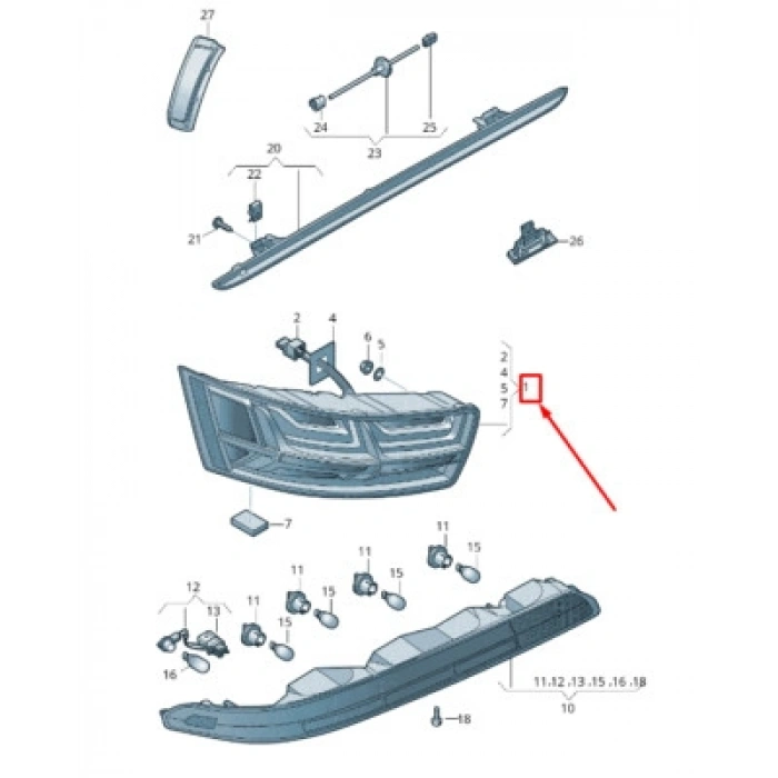 Audi Q7 Arka Stop Ledli Sağ 2016- (Oem No:  4M0945094K)