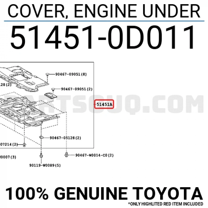 Toyota Yaris Karter Muhafaza Plastiği 2011- (Oem No:  514510D011)