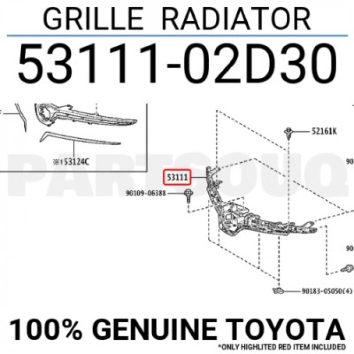 Toyota Corolla Ön Panjur Sıyah Kuşaklı 2018 (Oem No:  53111-02D30)