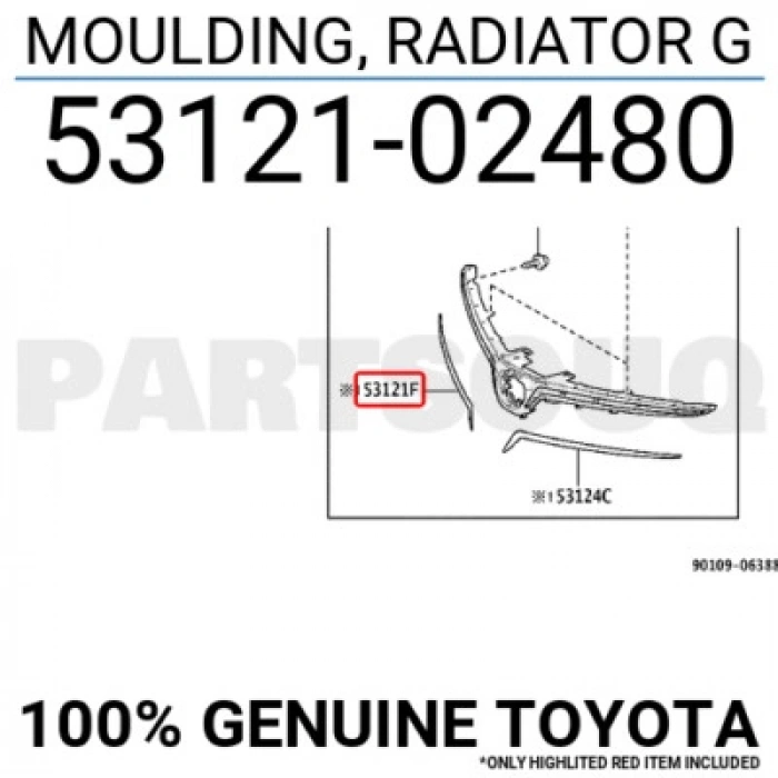 Toyota Corolla 201822 Ön Panjur Bandı Nikelaj Sağ  (Oem No:  53121-02480)