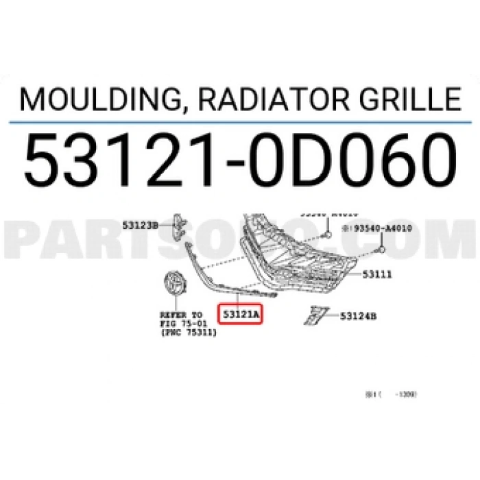 Toyota Yaris Ön Panjur Bandı Nikelaj 2011- (Oem No:  531210D060)