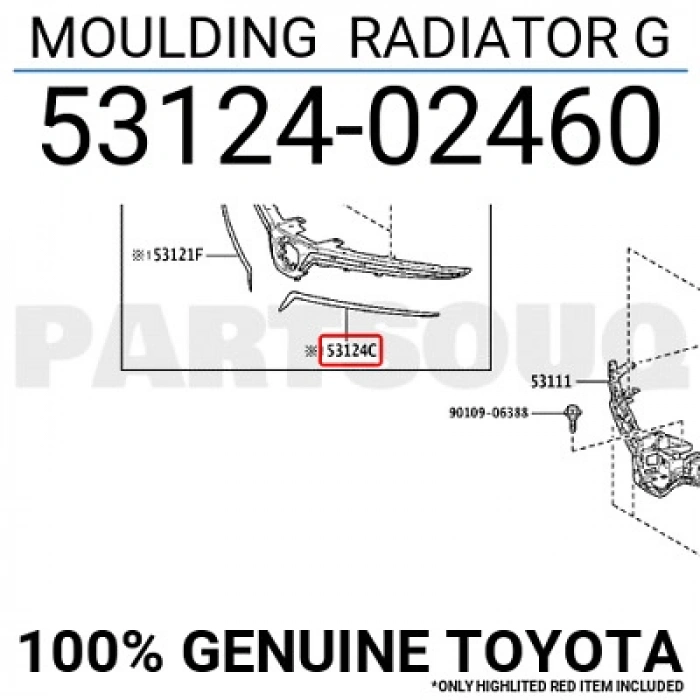 Toyota Corolla 201822 Ön Panjur Bandı Nikelaj Sol  (Oem No:  53124-02460)