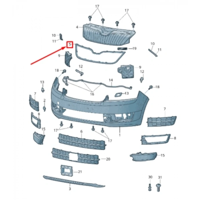 Skoda Rapid Ön Panjur Çerçevesi Nikelaj 2013-2015 (Oem No:  5Ja8536072Zz)