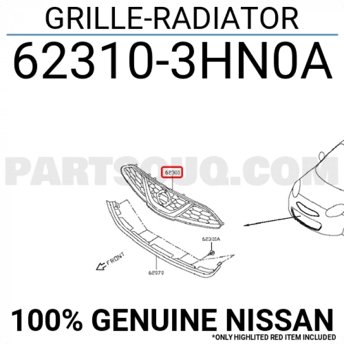 Nissan Micra Ön Panjur Nikelaj Bandlı 2012-  (Oem No:  623103Hn0A)