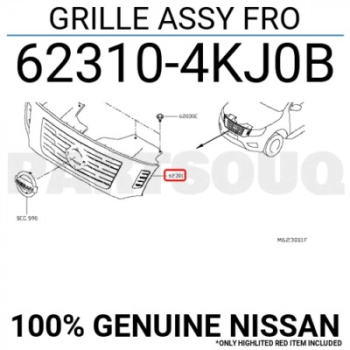 Nissan Navara Ön Panjur Çerçevesı Grı 2015- (Oem No:  623104Kj0B)