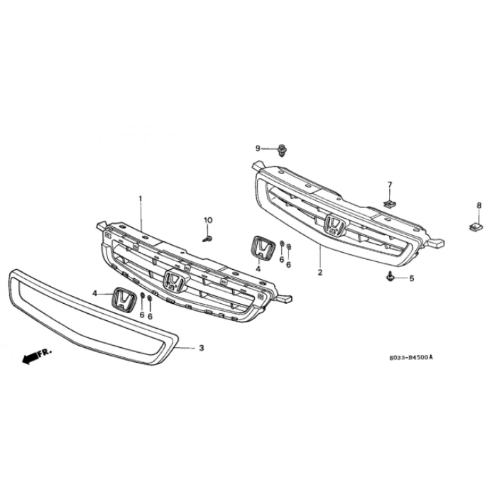 Honda Civic Ön Panjur Siyah Çerçeve Hatcback 1995-1999 (Oem No:  71121S03000Zc)
