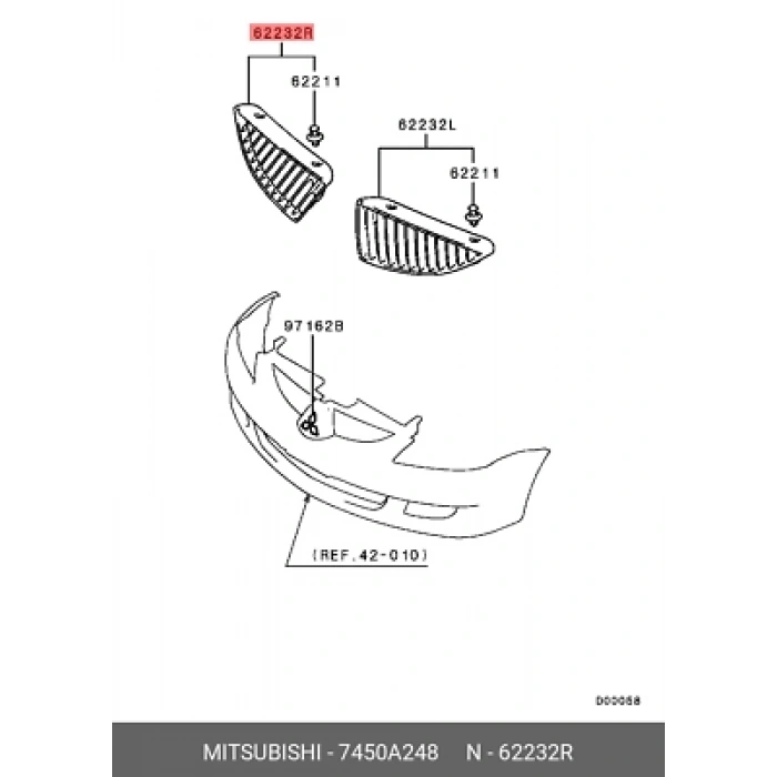 Mitsubishi Lancer Ön Panjur İç Desenli Sağ 2006-2008 (Oem No:  7450A248)