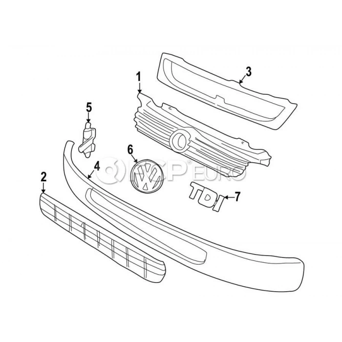 Volkswagen Transporter Ön Panjur Alt 1997-2002 (Oem No:  7D085365401C)