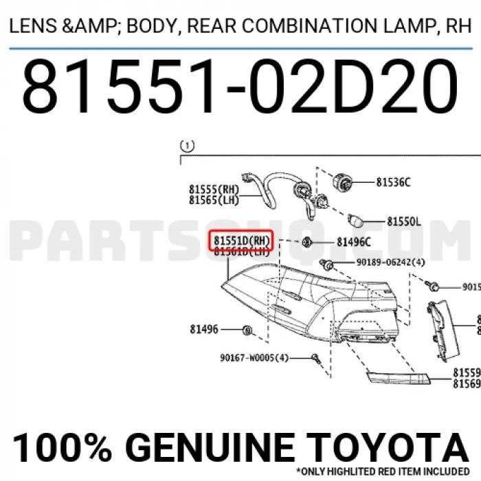 Toyota Corolla Arka Stop Sağ 2018 (Oem No:  8155102D20)