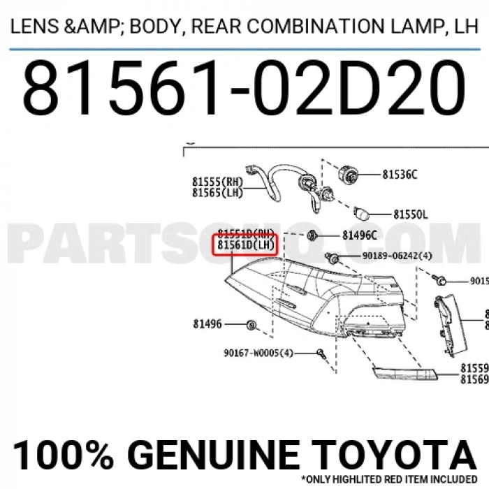 Toyota Corolla Arka Stop Sol 2018 (Oem No:  8156102D20)