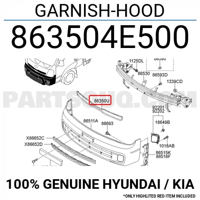 Kia Bongo Ön Panjur Nikelaj Çerçeveli 2012- (Oem No:  863504E500)