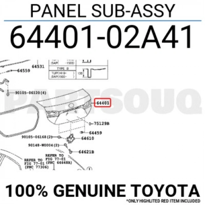 Toyota Corolla Bagaj Kapağı Sedan 2013- (Oem No:  6440102A41)