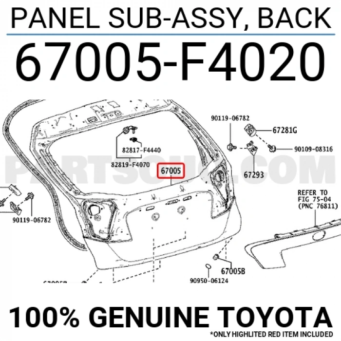 Toyota Chr Bagaj Kapağı 2015- (Oem No:  67005F4020)