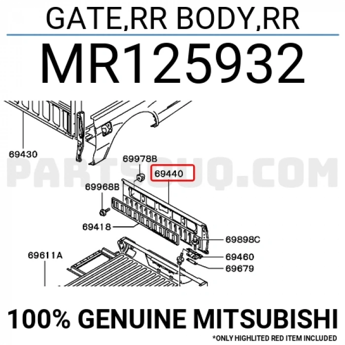 Mitsubishi L200 Arka Bagaj Kapağı Sınyıkama Delikli9603 (Oem No:  Mr125932)