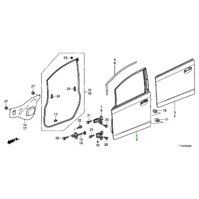 Honda Jazz Ön Kapı. Sağ 2008-2014 (Oem No:  67010Tf3G90Zz)