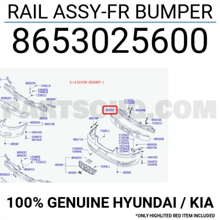 Hyundai Accent Ön Tampon Demiri  2003-2005 (Oem No:  8653025600)