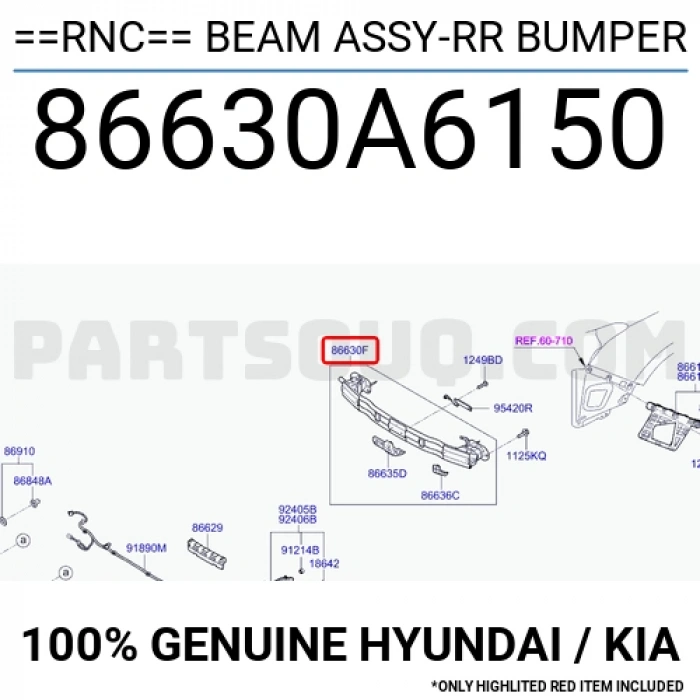 Hyundai İ30 Arka Tampon Demiri 2011- (Oem No:  86630A6150)