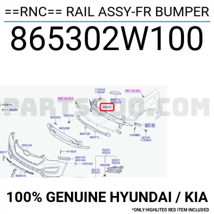 Hyundai Santa Fe Ön Tampon Demiri 2012-  (Oem No:  865302W100)