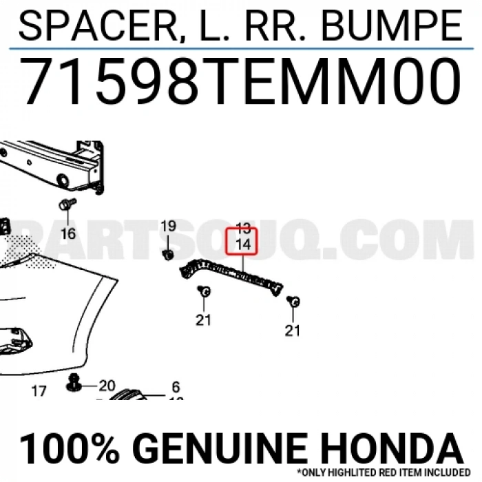 Tampon Braketi Civic Arka 16-22 Fc5 Yan Sol (Oem No:71598Temm00)
