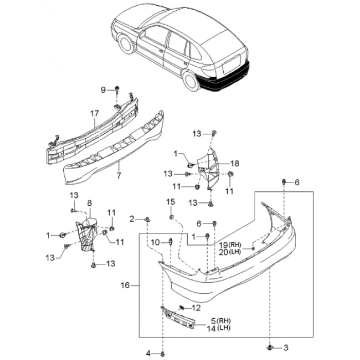 Kia Rio Arka Tampon Demiri 2012-2016 (Oem No:  0K34C50220Xx)