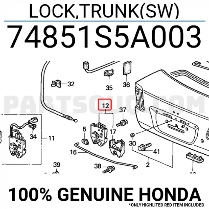 Bagaj Kilidi Kapak Civic 2001-2006 Manuel (Oem No:74851S5A003)