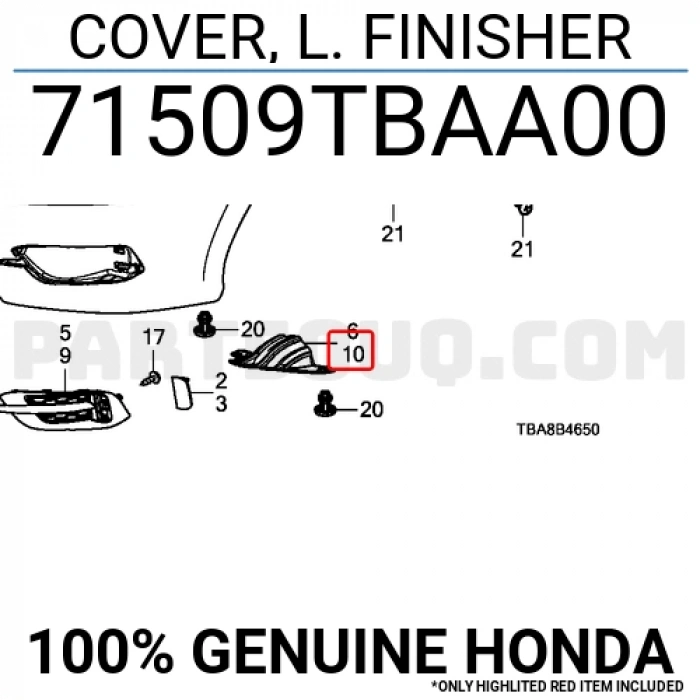 Kapak Reflektör Civic 2016-2021 Fc5 Arka Sol (Oem No:71509Tbaa00)