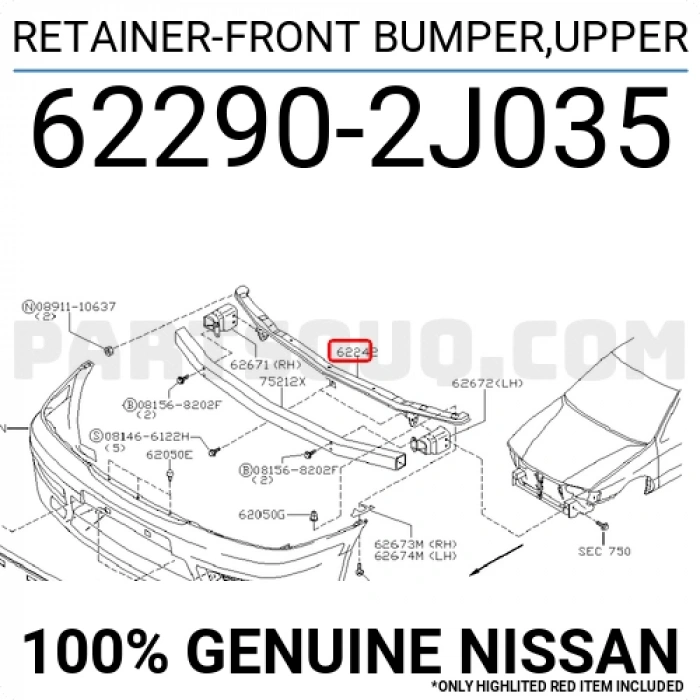 Nissan Primera Ön Tampon Demiri .1996-1999 (Oem No:  622902J035)