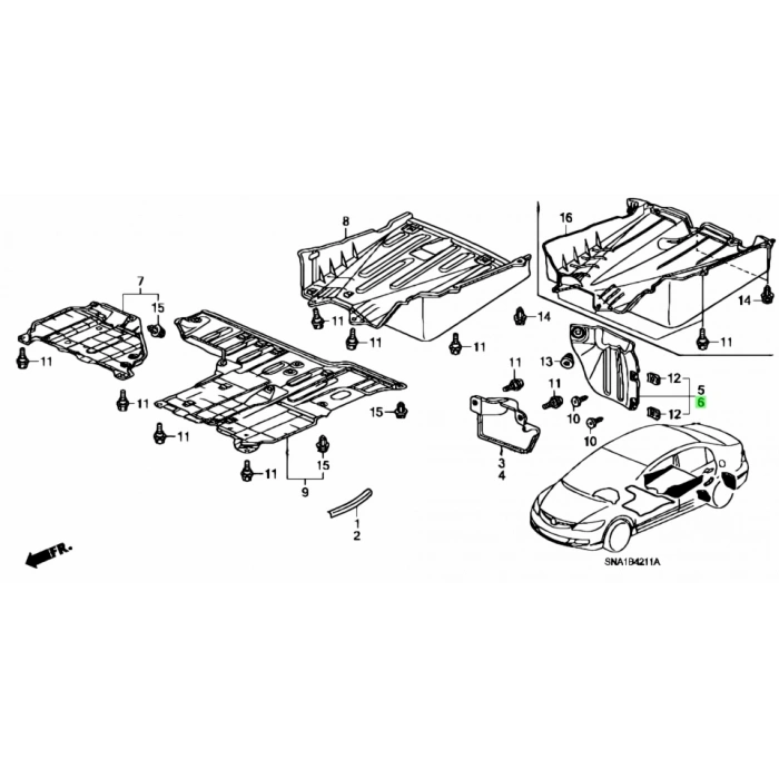 Çamurluk Davlumbazı Civic 2006-2012 Fd6 Arka Sol (Oem No:74591Snb000)