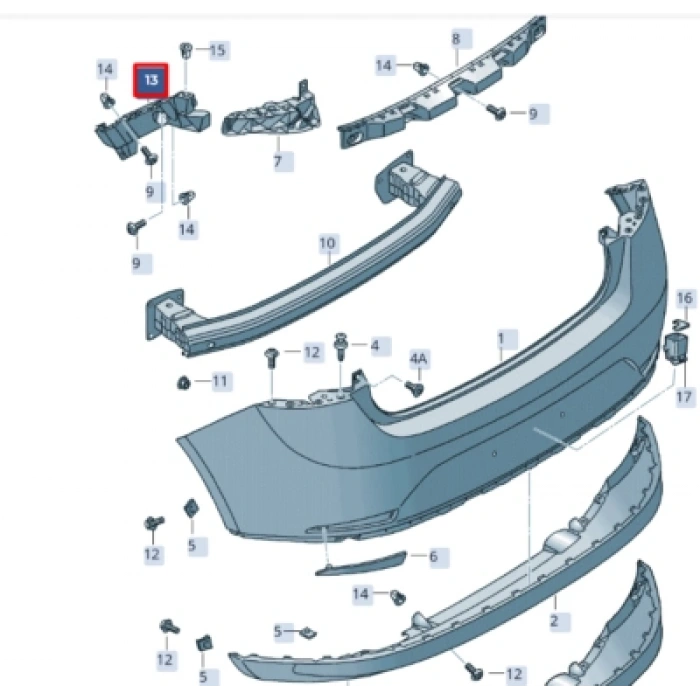 Seat İbiza Arka Tampon Braketi Sağ 2008-2017 (Oem No:  6J4807394B)