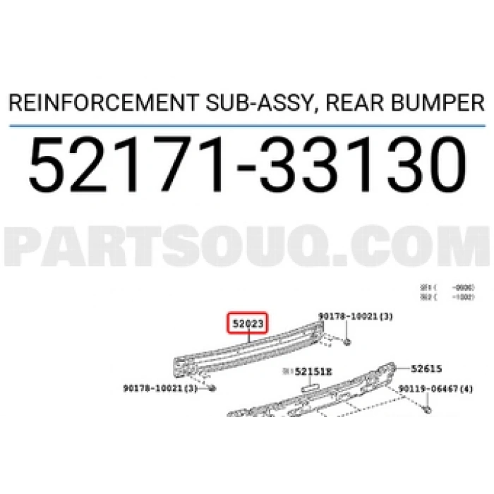 Toyota Camry Arka Tampon Demiri Alümunyum 2007-- (Oem No:  5217133120)