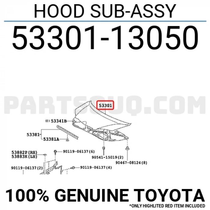 Toyota Corolla Verso Motor Kaputu 2002-2004  (Oem No:  5330113050)