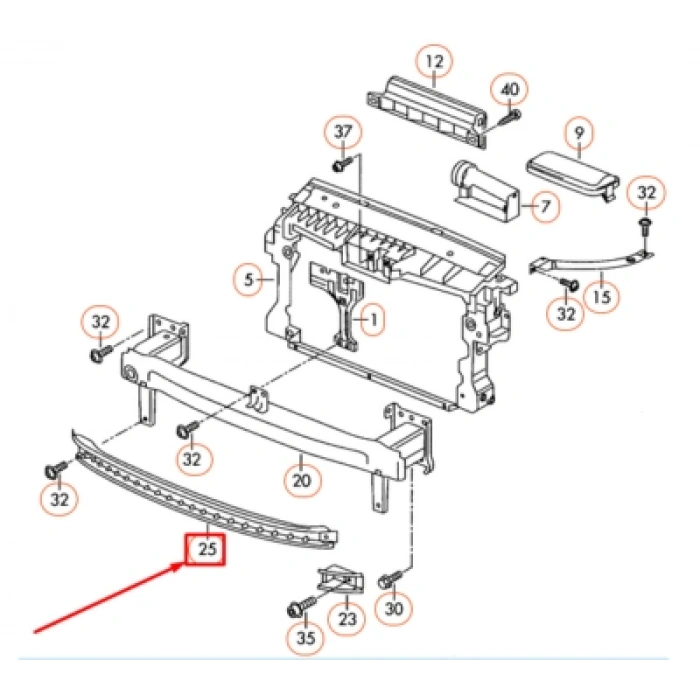Volkswagen Tiguan Ön Tampon Demiri Alt 2007  (Oem No:  5N0807651B)