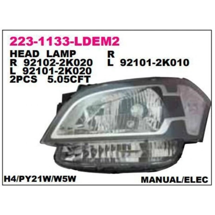 Soul 2009  Far Sağ (Motoru Üzerinde Degıl)   H4 Py21W W5W (Sıyah) (Oem No:921022K020)