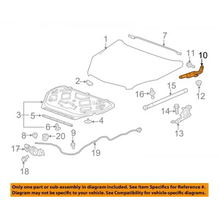 Chevrolet Equinox- 2010-2017; Kaput Menteşesi Üst Sol (Tw) Oem No: (25798897)