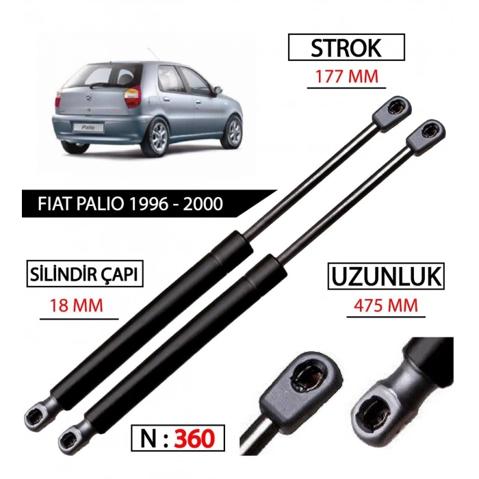 1997-2002 Fiat Siena Bagaj Amortisörü (49Cm) (Hb) Sağ-Sol Aynı Adet (Adet) (Oem No:46524047)