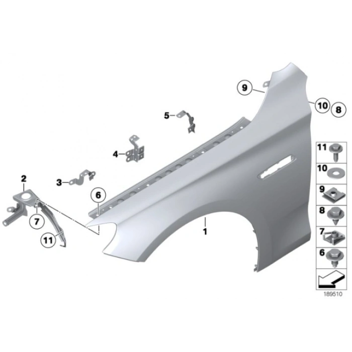 Bmw F 2007 Ön Çamurluk 5 Kapı Sağ 2010- (Oem No:  41357248434)