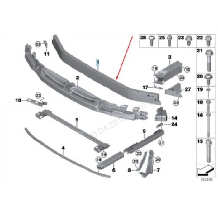 Bmw X1 2015-2018 Ön Tampon Demiri (Alüminyum) (Adet) (Oem No:51117342439)